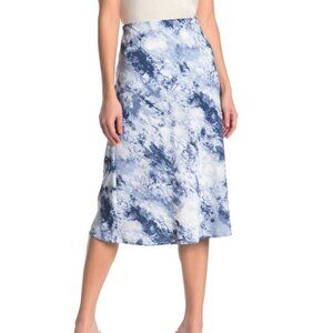 Elodie Blue Tie Dye Midi Slip Skirt Small